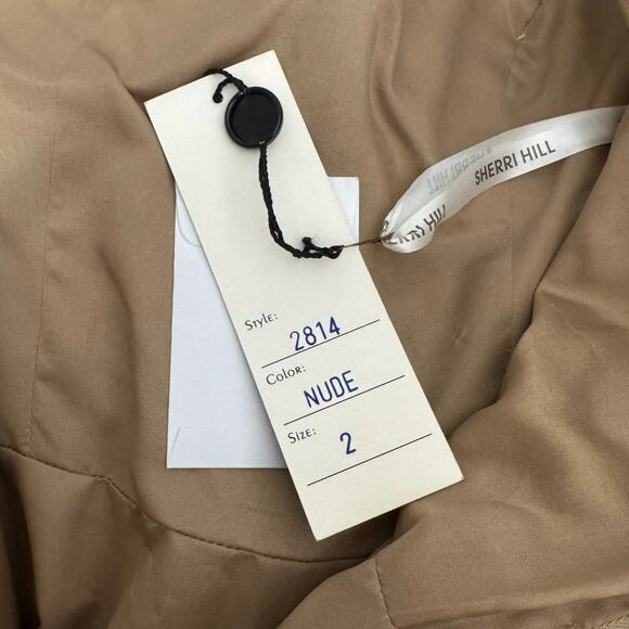 Sherri Hill Dress Womens 2 Tan Beaded Sequin Jeweled Style 2814 Cocktail Prom - Picture 6 of 10